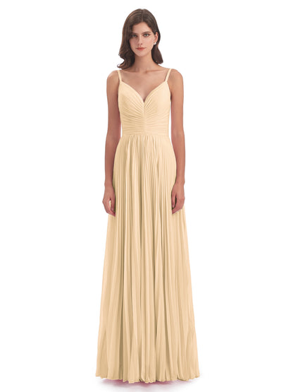 Jazlynn Floor Length Spaghetti Straps Chiffon Bridesmaid Dresses