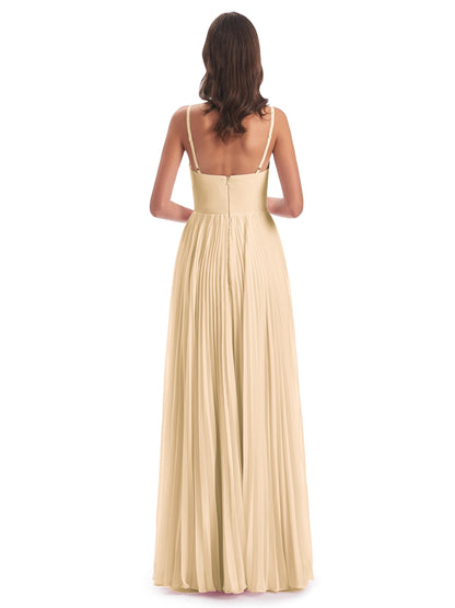 Jazlynn Floor Length Spaghetti Straps Chiffon Bridesmaid Dresses