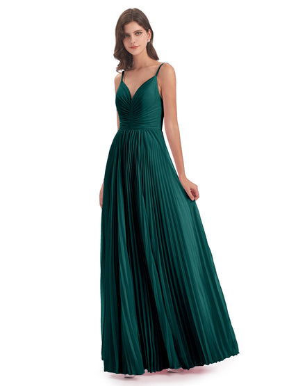 Jazlynn Floor Length Spaghetti Straps Chiffon Bridesmaid Dresses