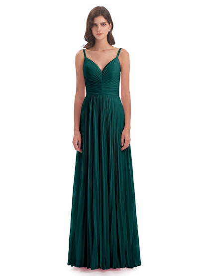 Jazlynn Floor Length Spaghetti Straps Chiffon Bridesmaid Dresses