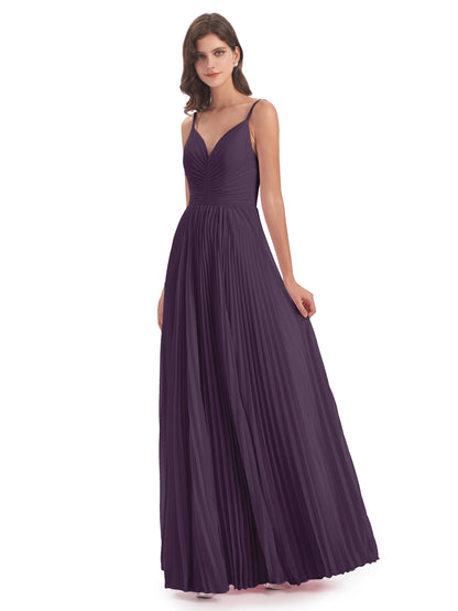 Jazlynn Floor Length Spaghetti Straps Chiffon Bridesmaid Dresses