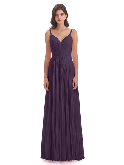 Jazlynn Floor Length Spaghetti Straps Chiffon Bridesmaid Dresses