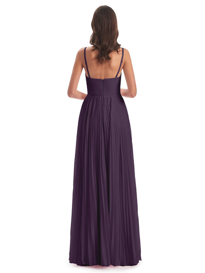Jazlynn Floor Length Spaghetti Straps Chiffon Bridesmaid Dresses