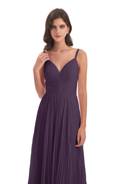 Jazlynn Floor Length Spaghetti Straps Chiffon Bridesmaid Dresses