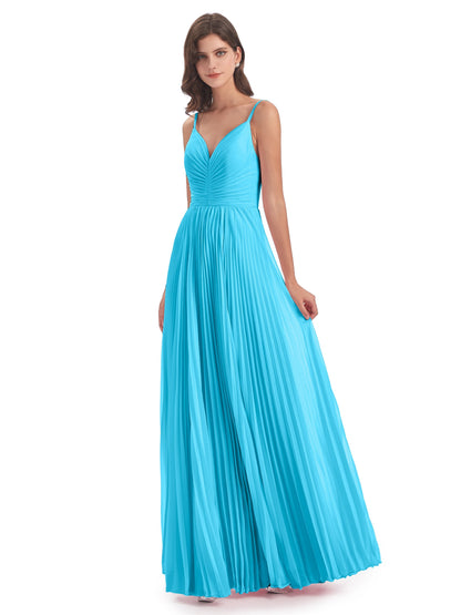 Jazlynn Floor Length Spaghetti Straps Chiffon Bridesmaid Dresses