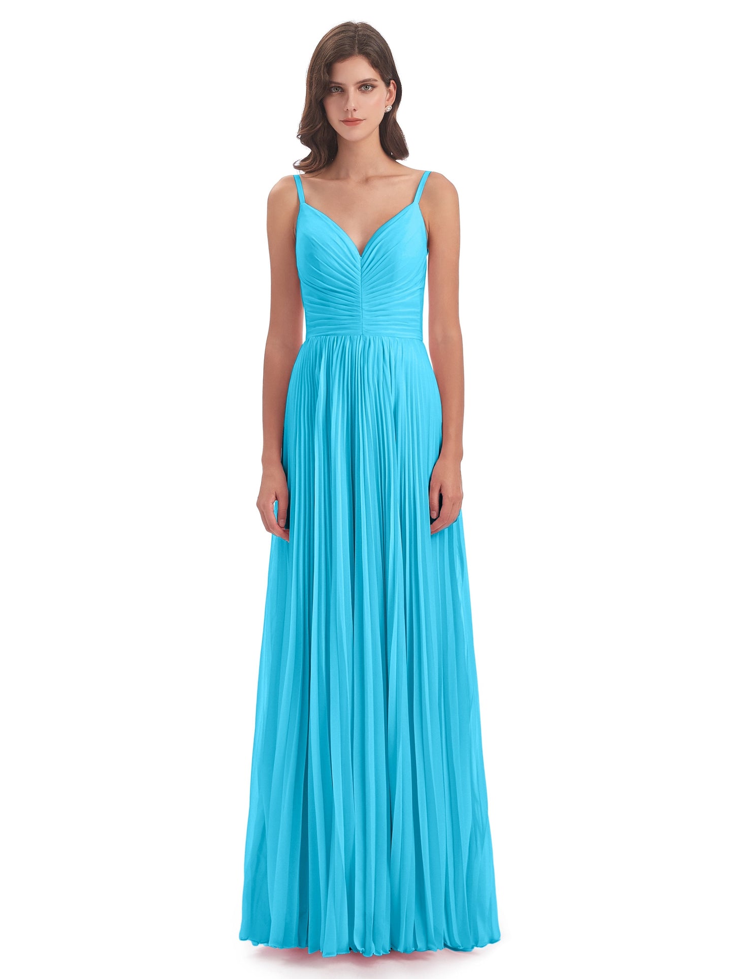 Jazlynn Floor Length Spaghetti Straps Chiffon Bridesmaid Dresses