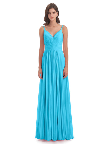 Jazlynn Floor Length Spaghetti Straps Chiffon Bridesmaid Dresses