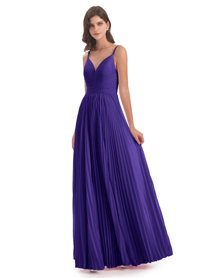Jazlynn Floor Length Spaghetti Straps Chiffon Bridesmaid Dresses