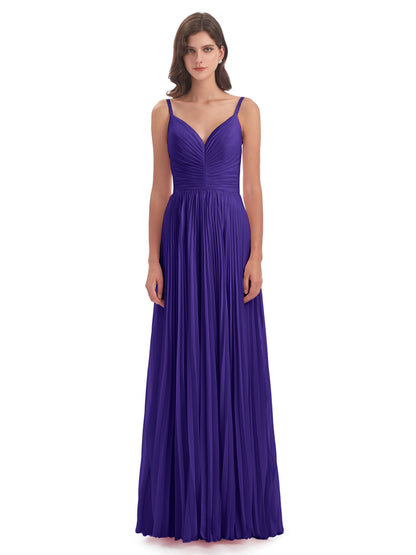 Jazlynn Floor Length Spaghetti Straps Chiffon Bridesmaid Dresses