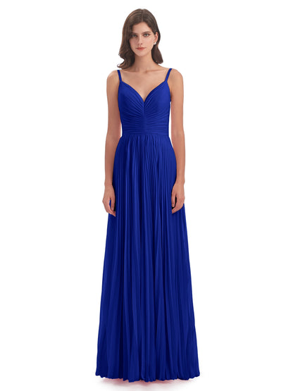 Jazlynn Floor Length Spaghetti Straps Chiffon Bridesmaid Dresses