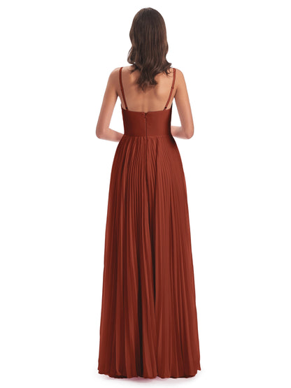Jazlynn Floor Length Spaghetti Straps Chiffon Bridesmaid Dresses
