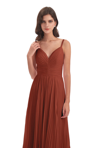 Jazlynn Floor Length Spaghetti Straps Chiffon Bridesmaid Dresses