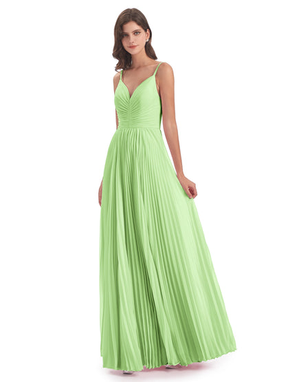 Jazlynn Floor Length Spaghetti Straps Chiffon Bridesmaid Dresses