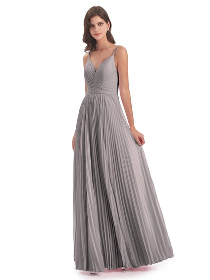 Jazlynn Floor Length Spaghetti Straps Chiffon Bridesmaid Dresses