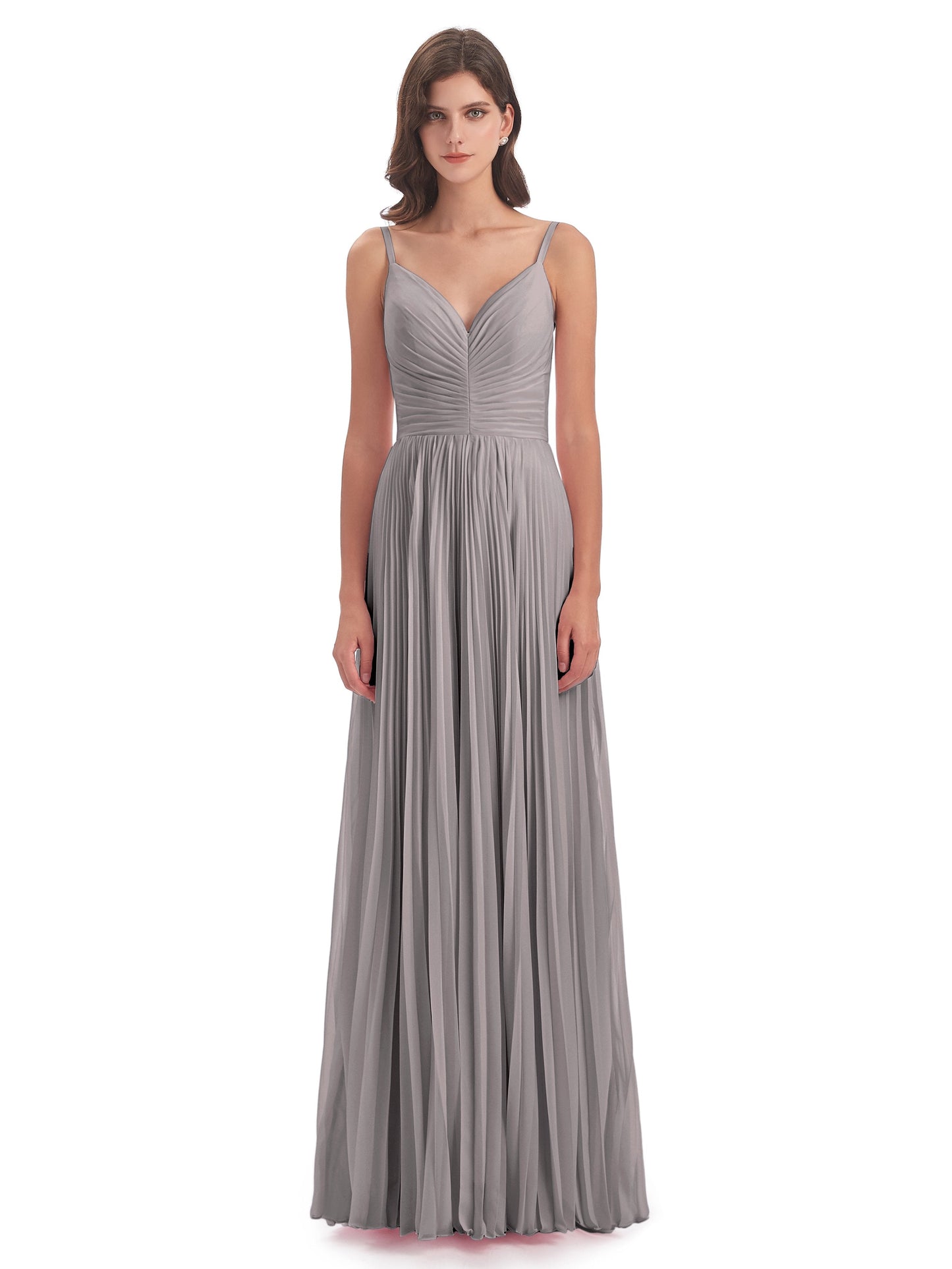 Jazlynn Floor Length Spaghetti Straps Chiffon Bridesmaid Dresses