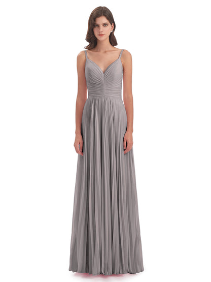 Jazlynn Floor Length Spaghetti Straps Chiffon Bridesmaid Dresses