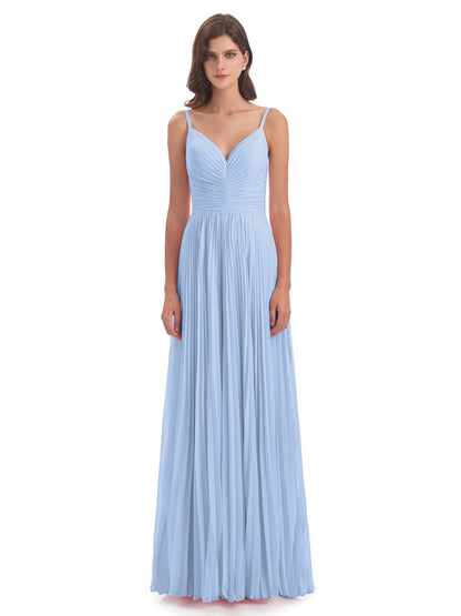 Jazlynn Floor Length Spaghetti Straps Chiffon Bridesmaid Dresses