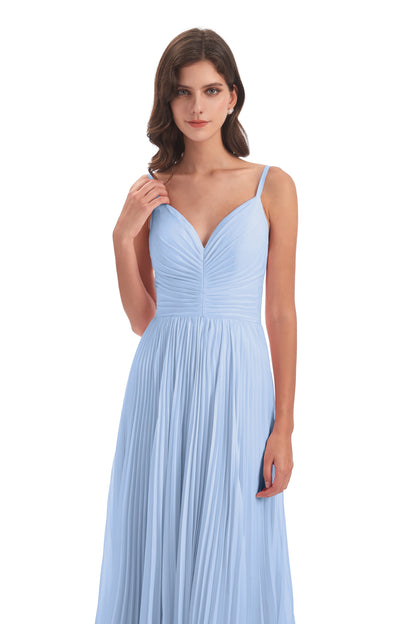 Jazlynn Floor Length Spaghetti Straps Chiffon Bridesmaid Dresses