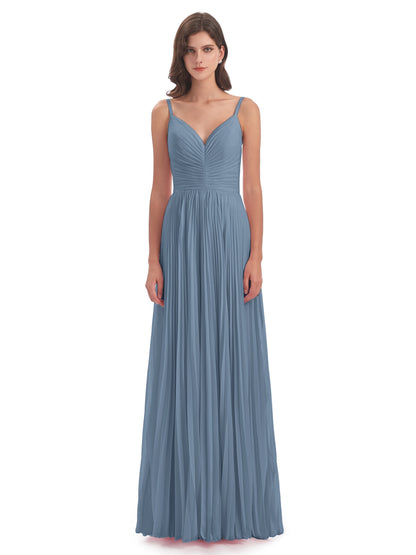 Jazlynn Floor Length Spaghetti Straps Chiffon Bridesmaid Dresses