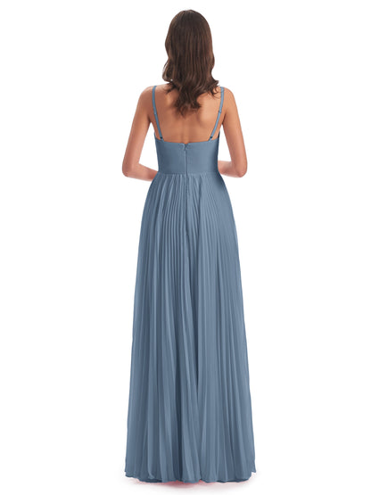 Jazlynn Floor Length Spaghetti Straps Chiffon Bridesmaid Dresses