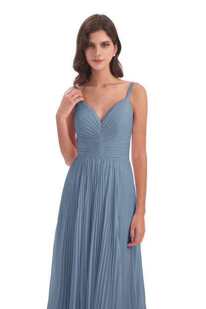 Jazlynn Floor Length Spaghetti Straps Chiffon Bridesmaid Dresses