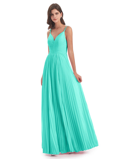 Jazlynn Floor Length Spaghetti Straps Chiffon Bridesmaid Dresses