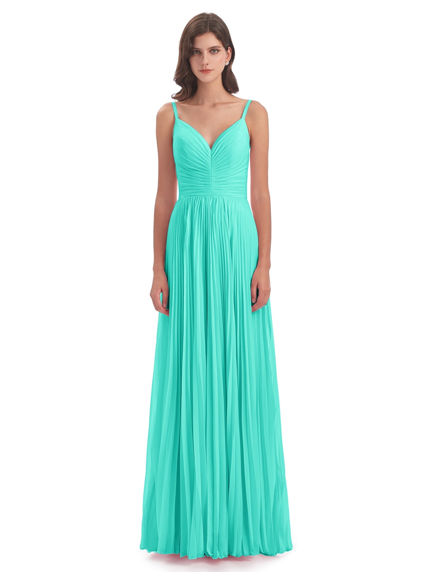 Jazlynn Floor Length Spaghetti Straps Chiffon Bridesmaid Dresses