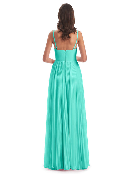 Jazlynn Floor Length Spaghetti Straps Chiffon Bridesmaid Dresses