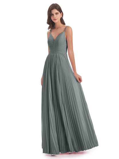 Jazlynn Floor Length Spaghetti Straps Chiffon Bridesmaid Dresses