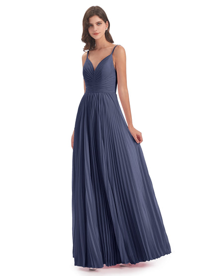 Jazlynn Floor Length Spaghetti Straps Chiffon Bridesmaid Dresses