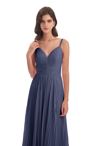 Jazlynn Floor Length Spaghetti Straps Chiffon Bridesmaid Dresses