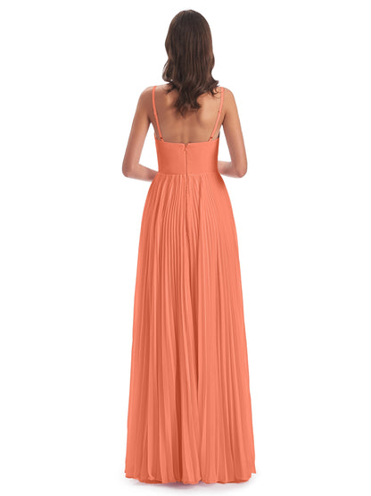 Jazlynn Floor Length Spaghetti Straps Chiffon Bridesmaid Dresses