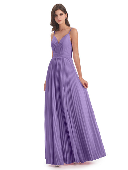 Jazlynn Floor Length Spaghetti Straps Chiffon Bridesmaid Dresses