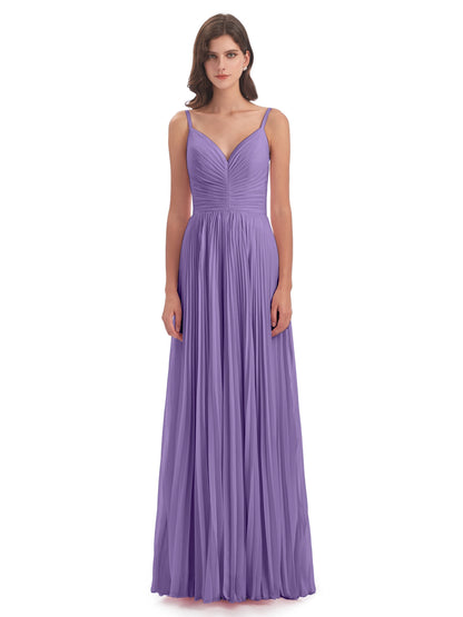 Jazlynn Floor Length Spaghetti Straps Chiffon Bridesmaid Dresses
