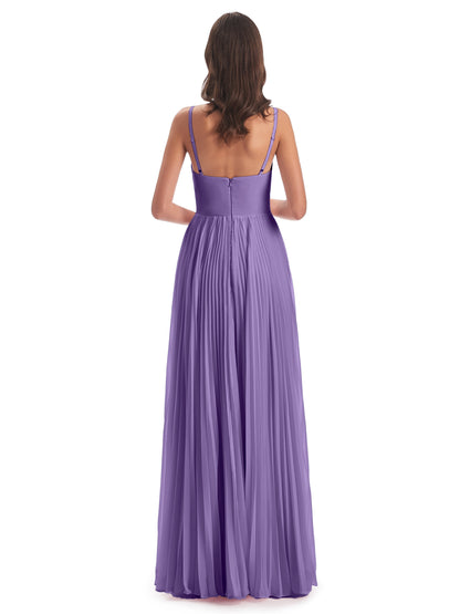 Jazlynn Floor Length Spaghetti Straps Chiffon Bridesmaid Dresses