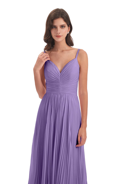 Jazlynn Floor Length Spaghetti Straps Chiffon Bridesmaid Dresses