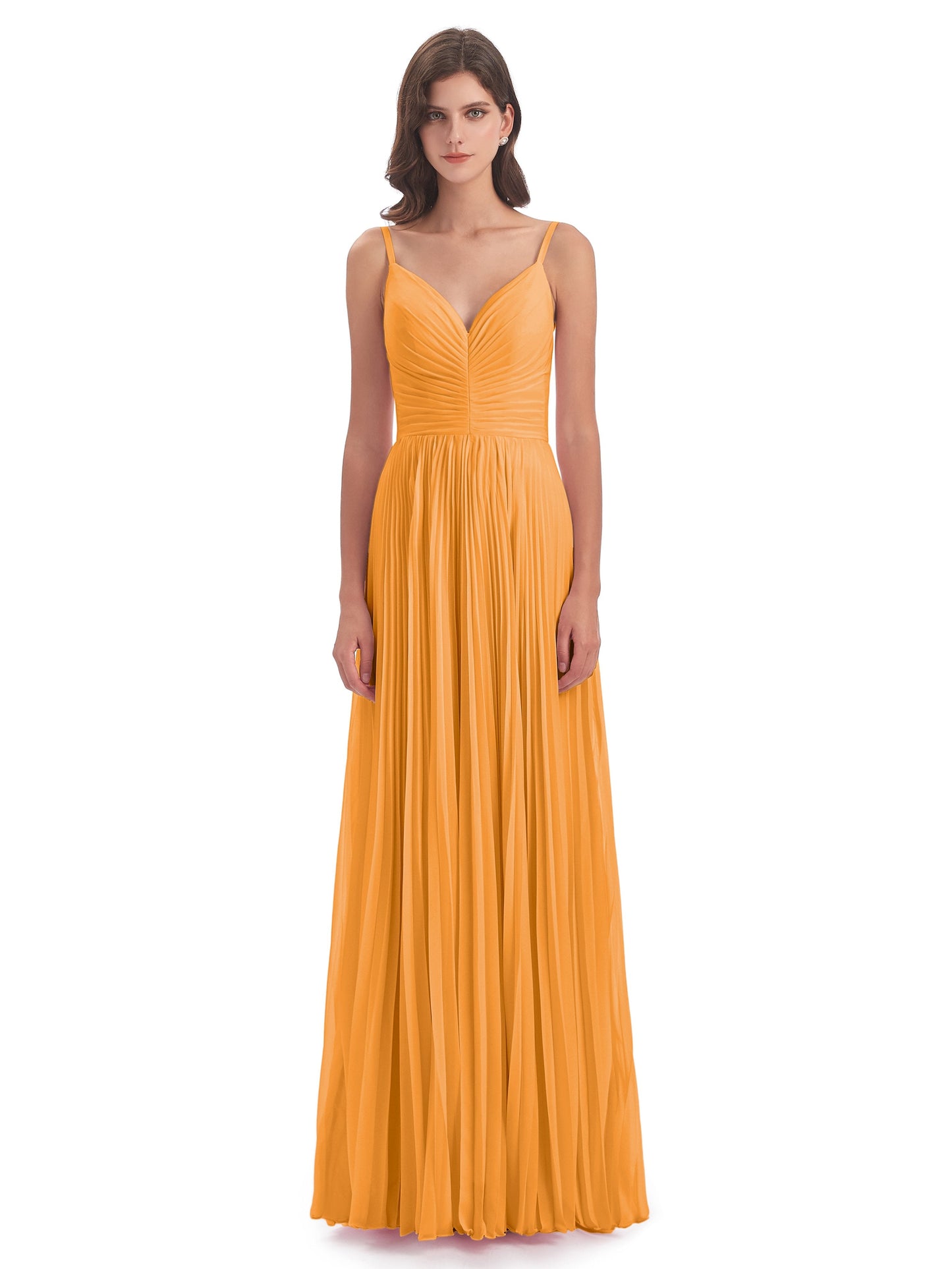 Jazlynn Floor Length Spaghetti Straps Chiffon Bridesmaid Dresses