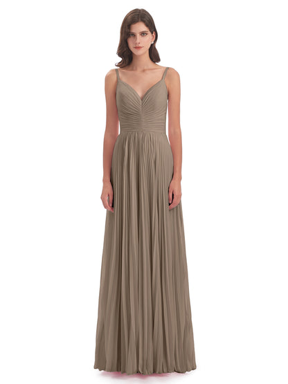 Jazlynn Floor Length Spaghetti Straps Chiffon Bridesmaid Dresses