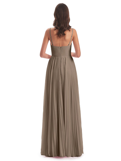Jazlynn Floor Length Spaghetti Straps Chiffon Bridesmaid Dresses