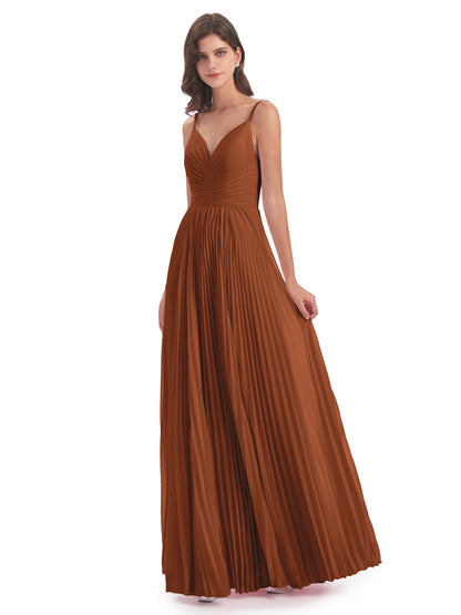 Jazlynn Floor Length Spaghetti Straps Chiffon Bridesmaid Dresses