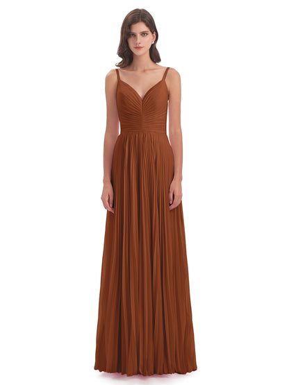 Jazlynn Floor Length Spaghetti Straps Chiffon Bridesmaid Dresses