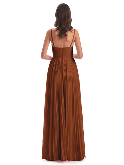 Jazlynn Floor Length Spaghetti Straps Chiffon Bridesmaid Dresses