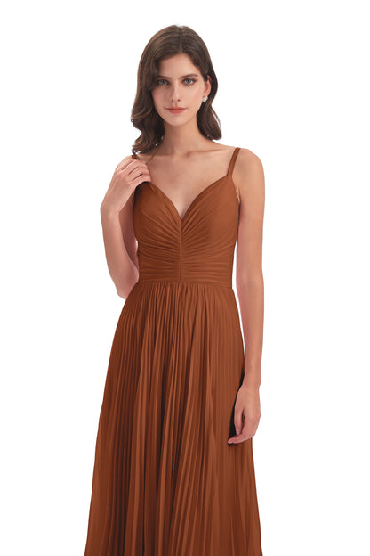 Jazlynn Floor Length Spaghetti Straps Chiffon Bridesmaid Dresses