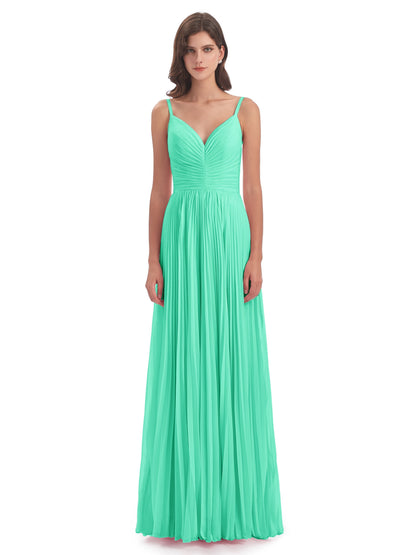 Jazlynn Floor Length Spaghetti Straps Chiffon Bridesmaid Dresses