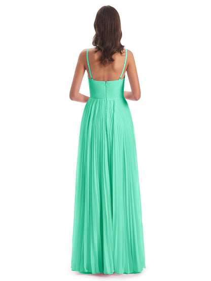 Jazlynn Floor Length Spaghetti Straps Chiffon Bridesmaid Dresses