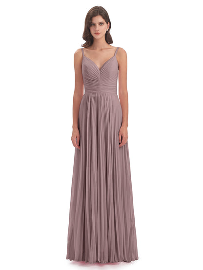 Jazlynn Floor Length Spaghetti Straps Chiffon Bridesmaid Dresses