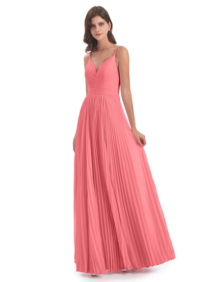 Jazlynn Floor Length Spaghetti Straps Chiffon Bridesmaid Dresses