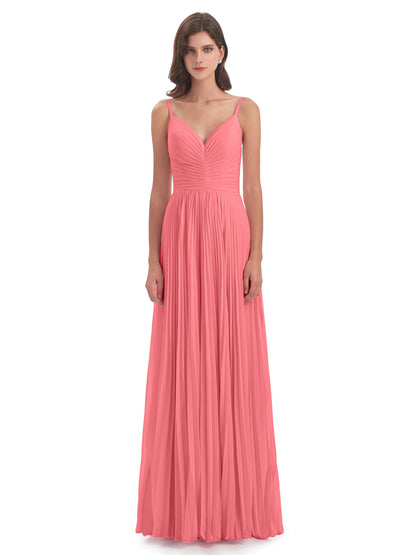 Jazlynn Floor Length Spaghetti Straps Chiffon Bridesmaid Dresses