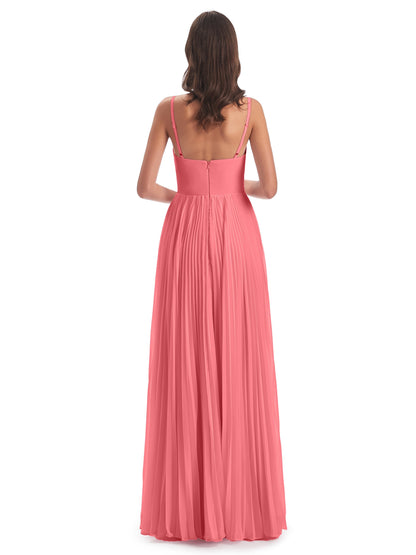 Jazlynn Floor Length Spaghetti Straps Chiffon Bridesmaid Dresses