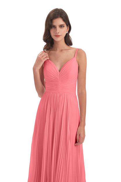 Jazlynn Floor Length Spaghetti Straps Chiffon Bridesmaid Dresses